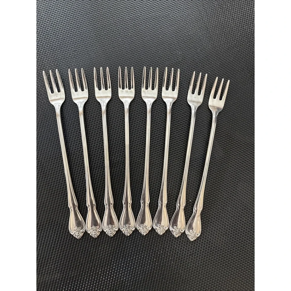 Oneida ARBOR ROSE Stainless True Rose Flatware - 8 Cocktail forks